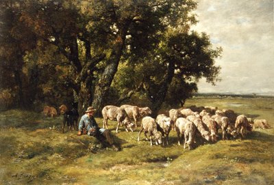 A Shepherd and His Flock by Charles Emile Jacques